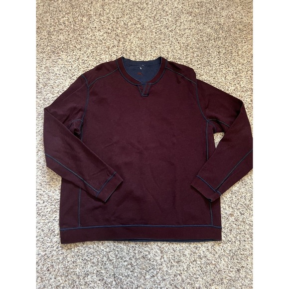 Tommy Bahama Other - Tommy Bahama Men's New Y-Neck Shark Logo Pullover Reversible Sweater XL Burgundy